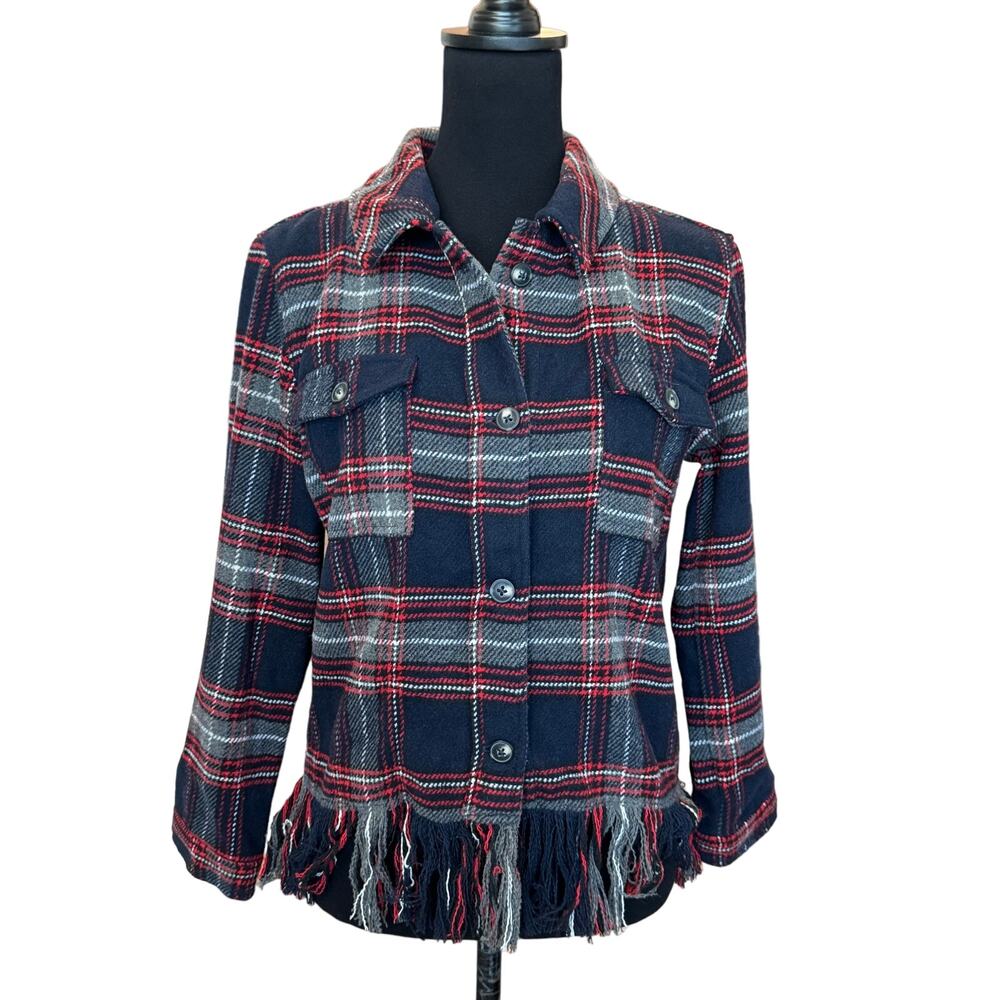 New ~ FRESHMAN NORDSTROM ~ Kids' Plaid Fringe Hem Shacket Size XL 16